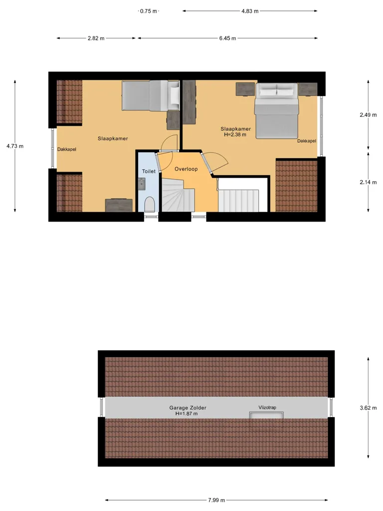 Floor Plan - Two-Storey House with Garden in Almelo
