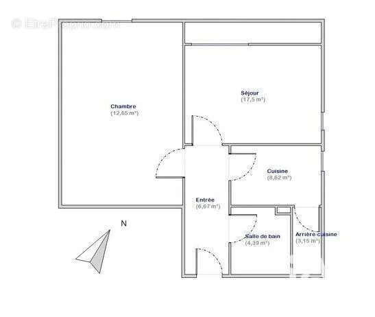 Floor Plan - T2 Apartment with Balcony in Cergy