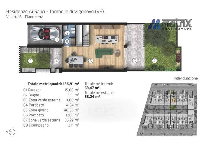 Plan - Semi-detached Villa with Solar Panels in Vigonovo