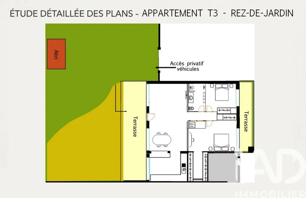 Plan - Appartement Rez-de-Jardin avec Jardin à Bandol