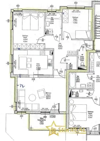 Plan - Möblierte 3-Bedroom Apartment with Balcony in Velden Centre