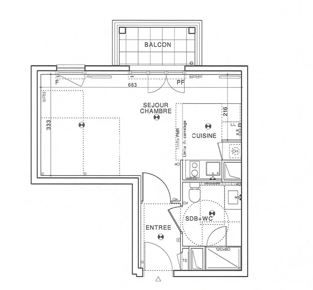 Plaan - Studio with Balcony in Suresnes Centre