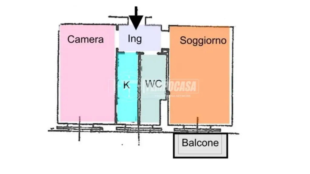 Plan - 2-Bedroom Apartment with Balcony in Milan