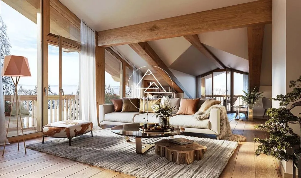 Séjour - Appartement Luxe avec Balcons Multiples à Les Gets