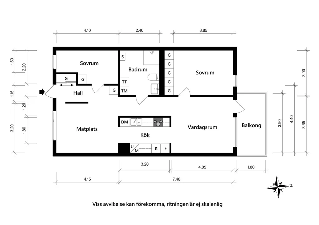 Planimetria - Modern Flat with Balcony in Göteborg