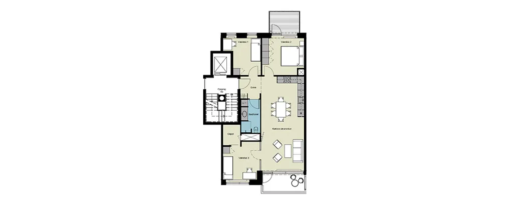 Plan - Four-Bedroom Flat on Teglværkskajen, Copenhagen