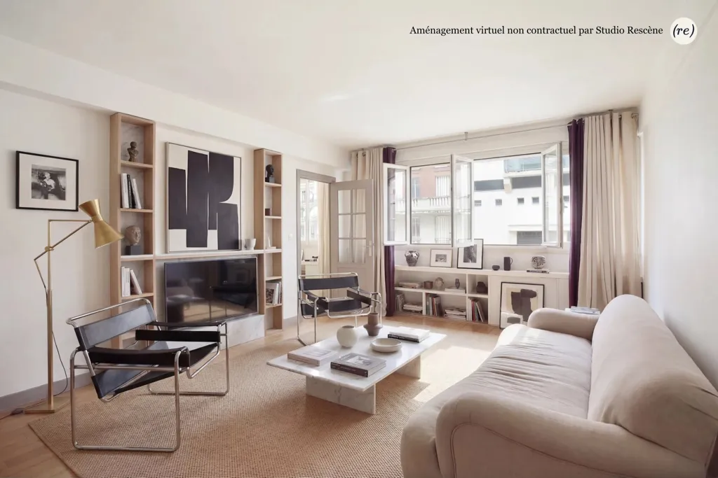 Séjour - Appartement avec Vue Sud-Est au 16e Arrondissement