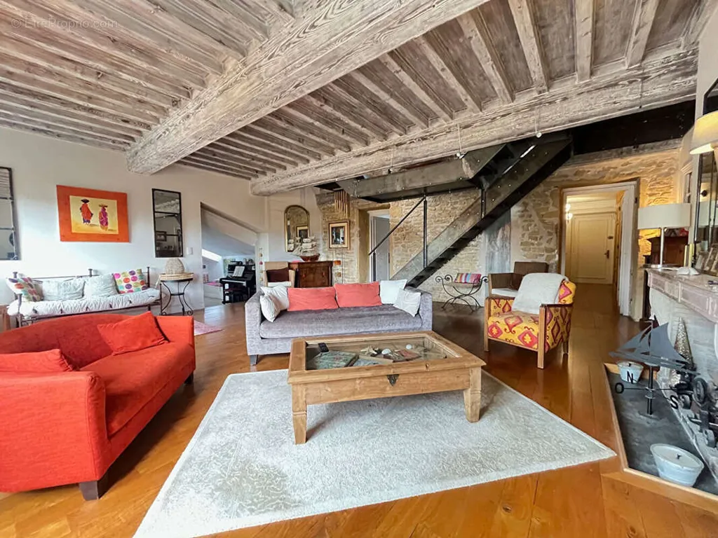 Séjour - Duplex avec Jardin et Poutres Apparentes à Lissieu