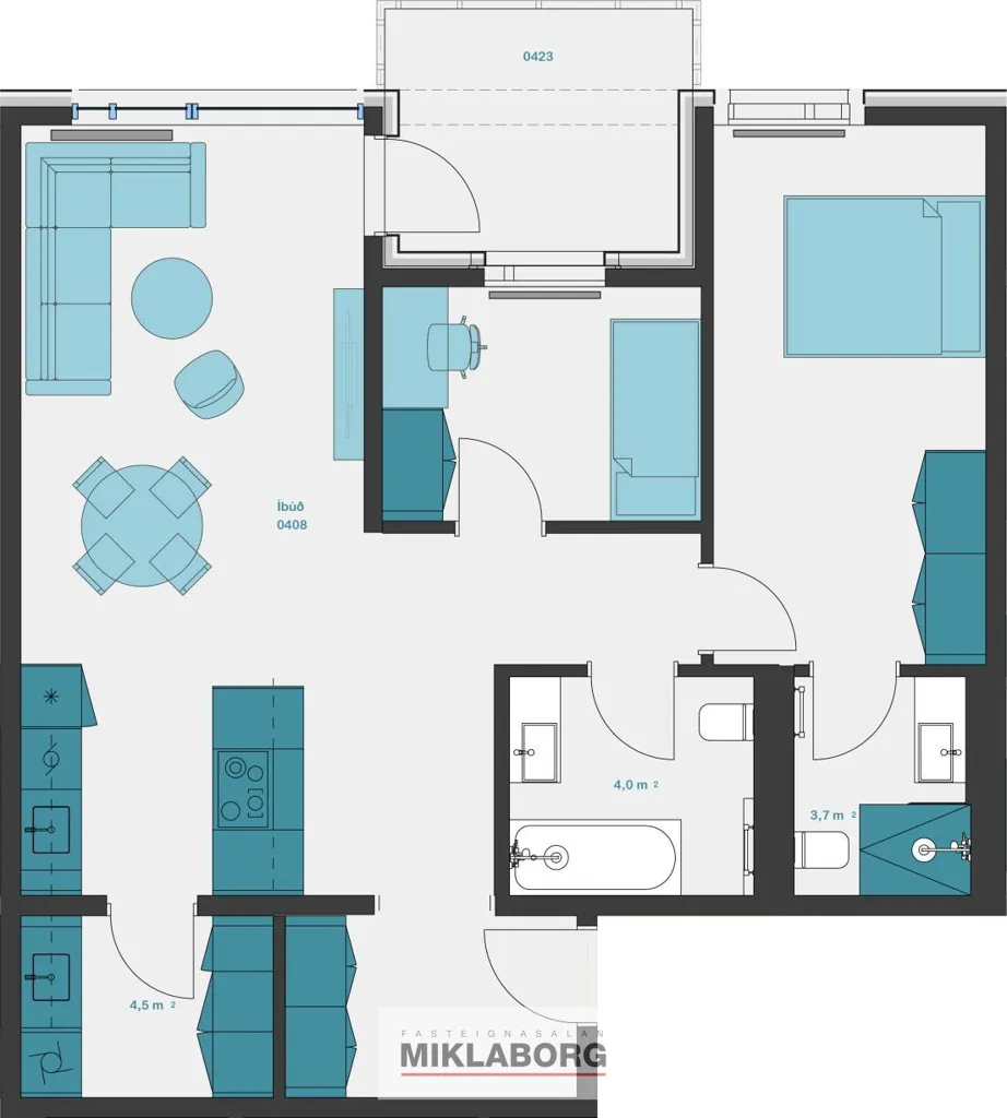 Planimetria - New Flat with Balcony in Hafnarbraut