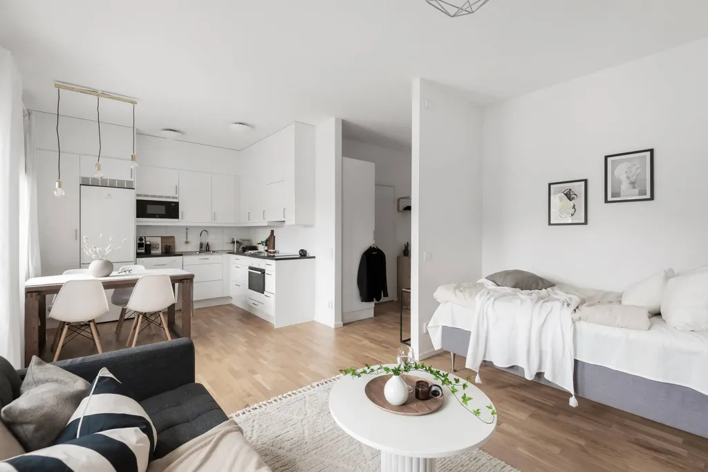Elutuba - Modern 1-Bedroom Flat with West View in Vällingby