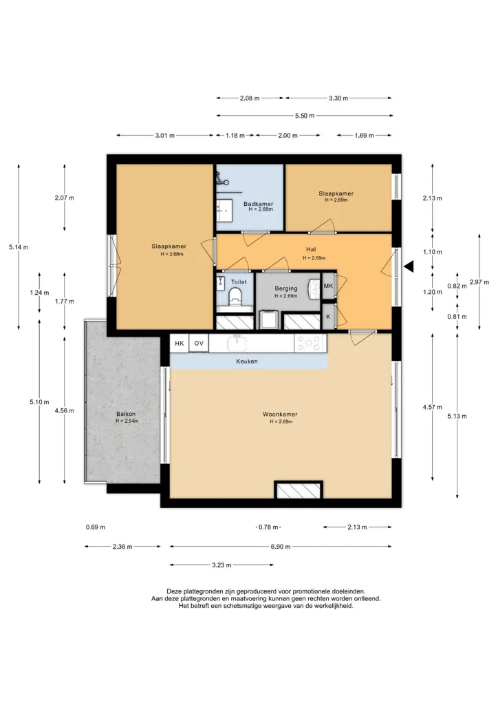 Plan - Appartement 3 pièces à Utrecht