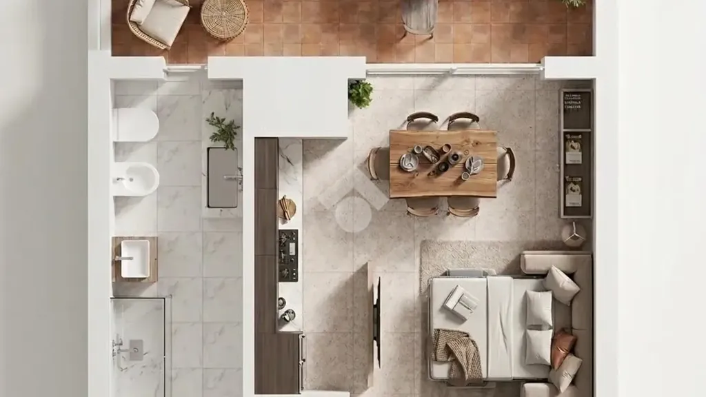 Plan - Studio Flat with Balcony in Bussero