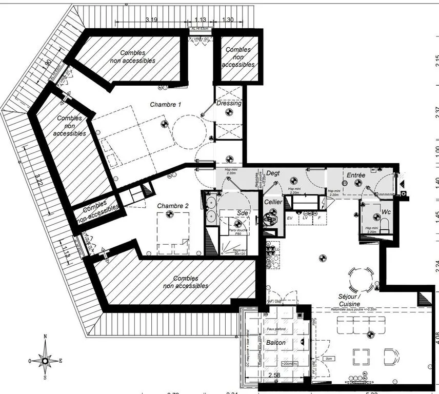 Floor Plan - Luxury Flat with Balcony in Arcachon Centre