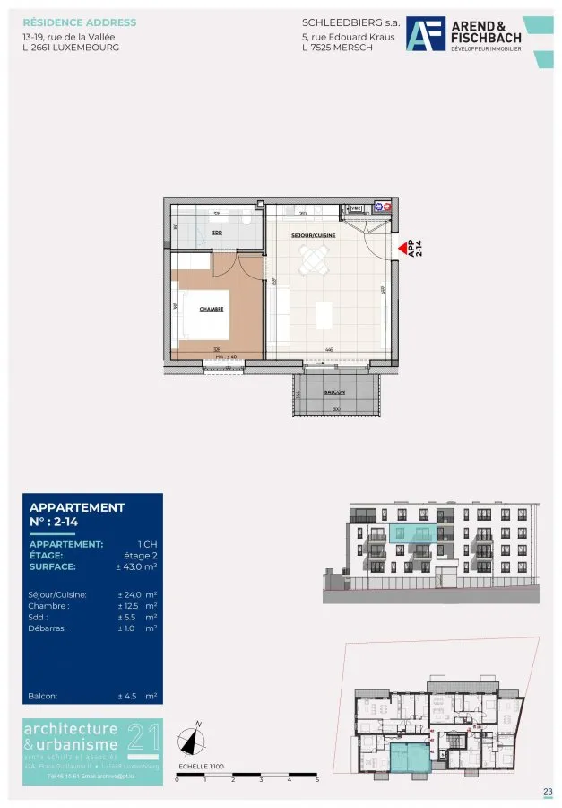 Planimetria - Apartment with Balcony in Luxembourg City Centre