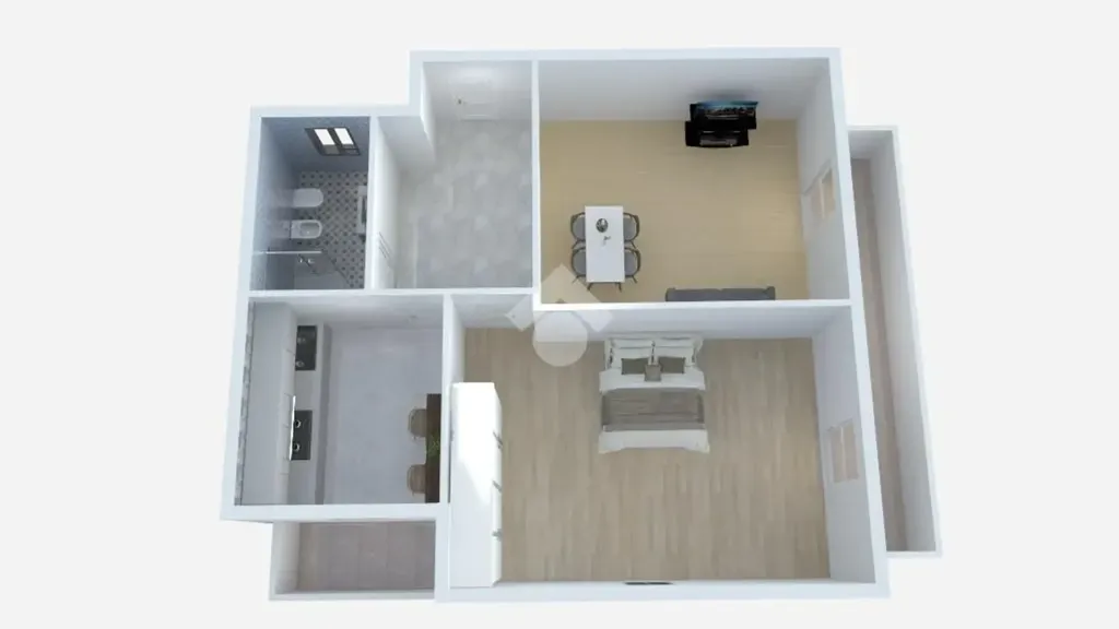 Plan - Two-Bedroom Apartment with Balcony in Rome