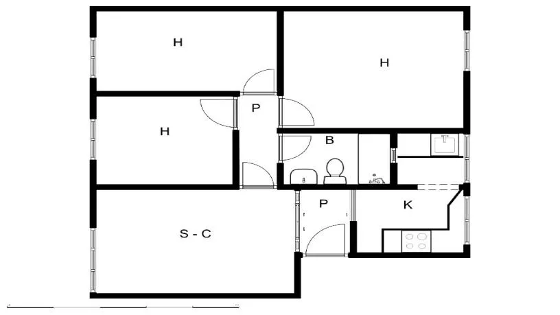 Floor Plan - Bright Apartment with Balcony in Barcelona