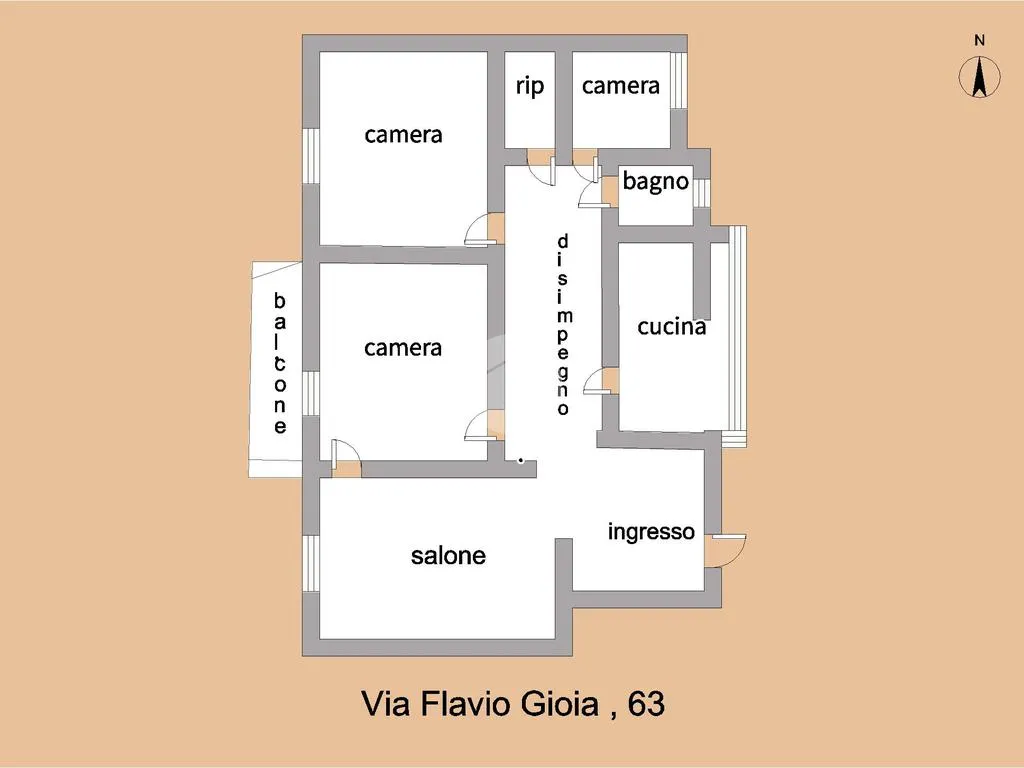 Plan - 1970s Apartment with Balcony in Palermo