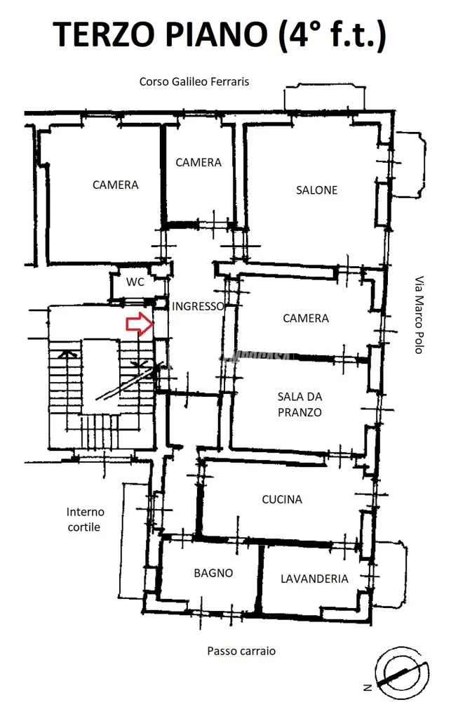 Floor Plan - Signorile Apartment with Four Balconies in Crocetta