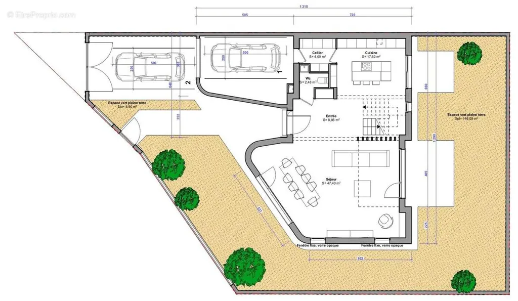 Plan - Terrain avec Permis Purgé pour Maison Contemporaine
