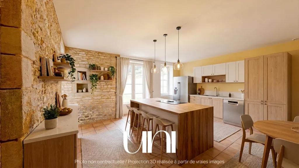 Cuisine - Maison de Maître en Pierre avec Jardin à Anguerny