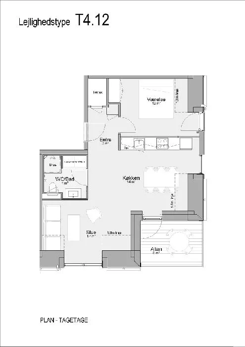 Plan - Modern 2-Bedroom Apartment with Balcony in Årslev