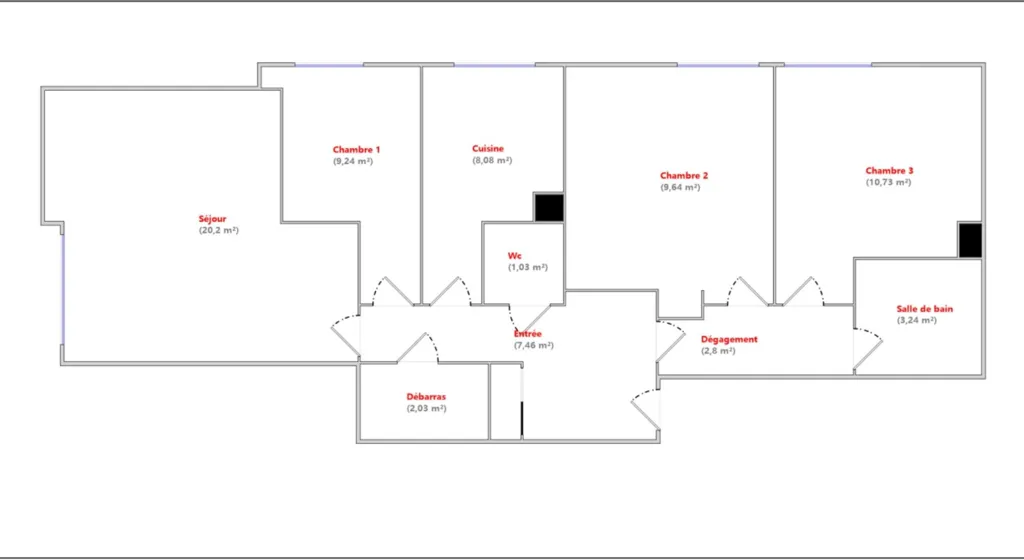 Floor Plan - Apartment with Balcony in Créteil Pointe du Lac