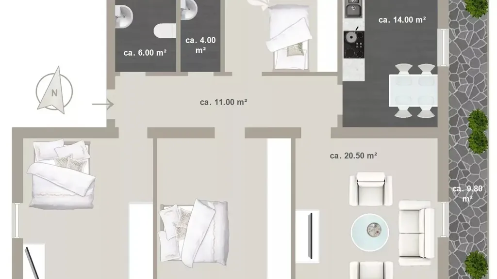Plan - Flat with Balconies in Falzes