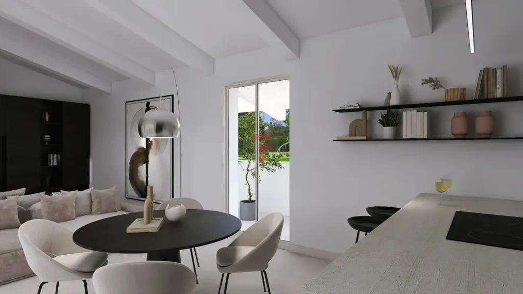 Dining Room - Modern Penthouse with Large Terrace in Polverara