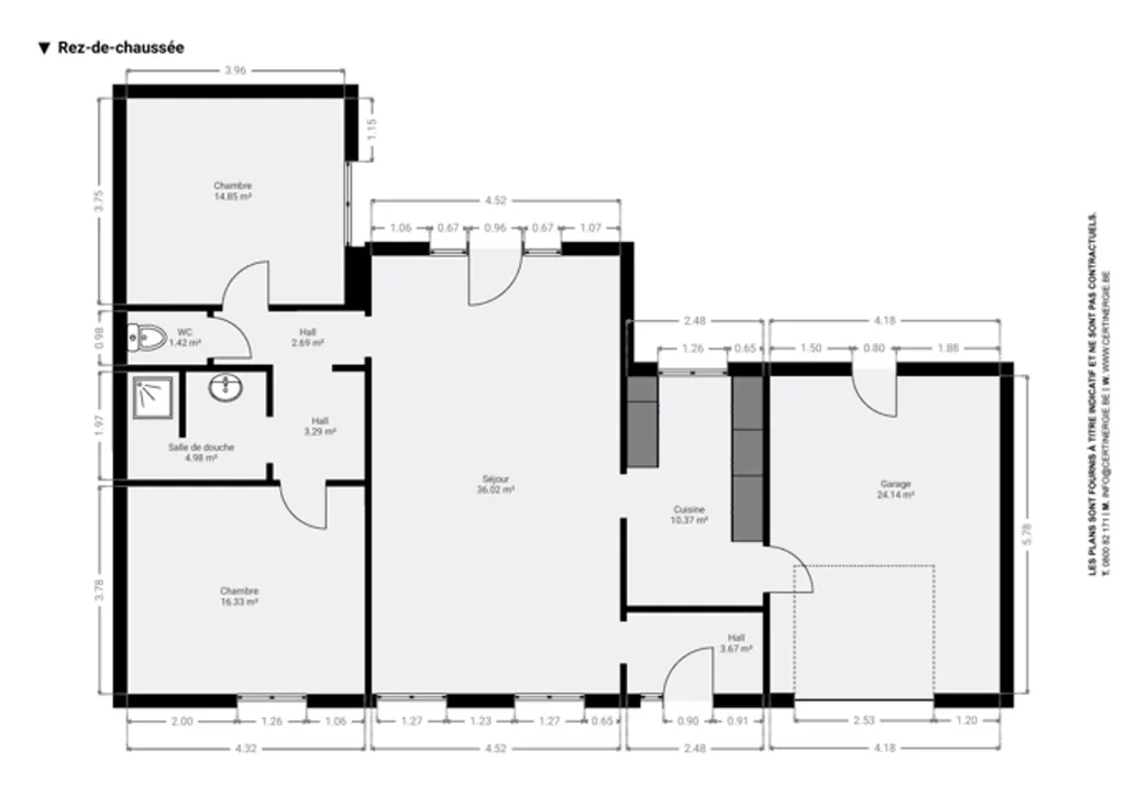 Plan - Maison Plain Pied avec Jardin et Garage à Hensies
