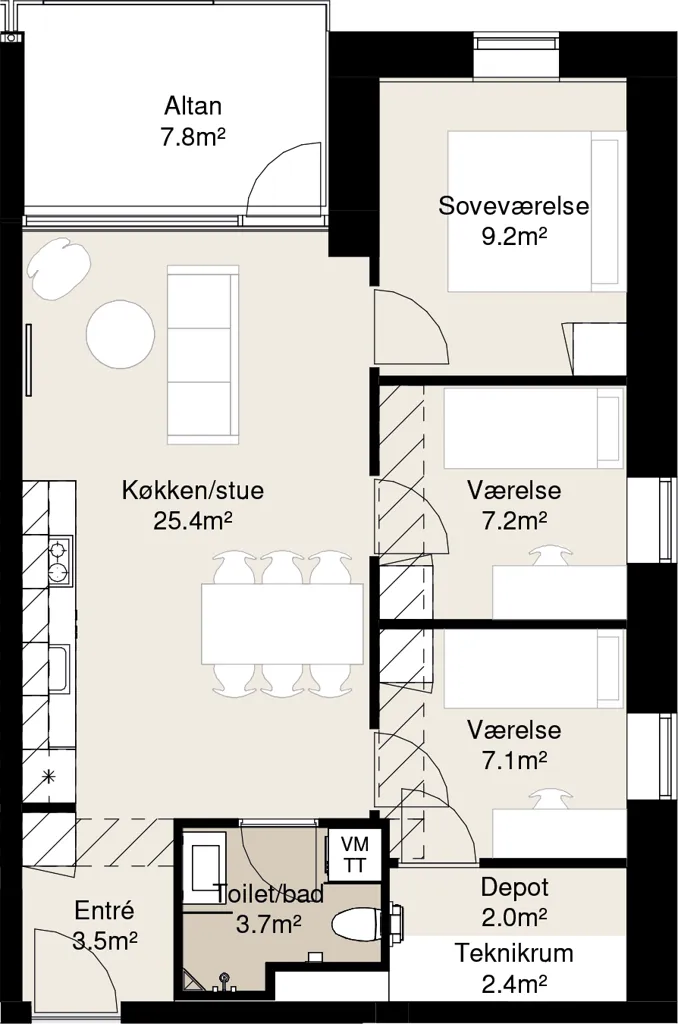 Planimetria - Apartment with Balcony in Randers NV