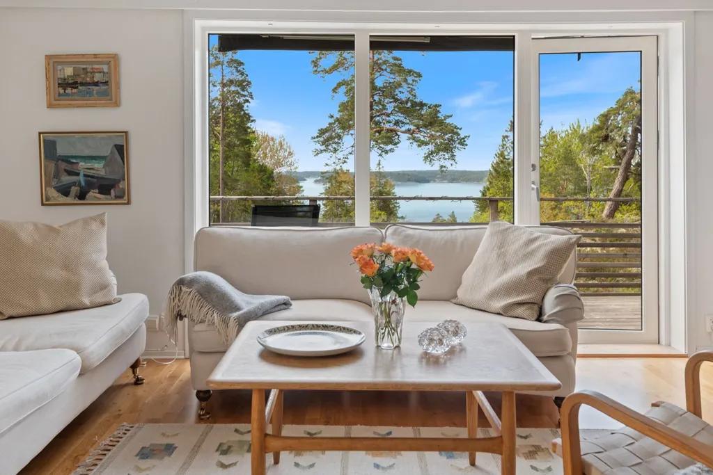 Living Room - Seaside Villa with Sauna & Pool near Ingaröfjärden