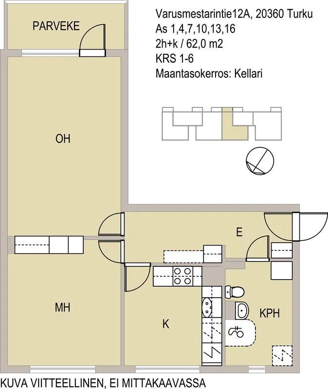 Plan - Renovated Flat with Glazed Balcony in Runosmäki