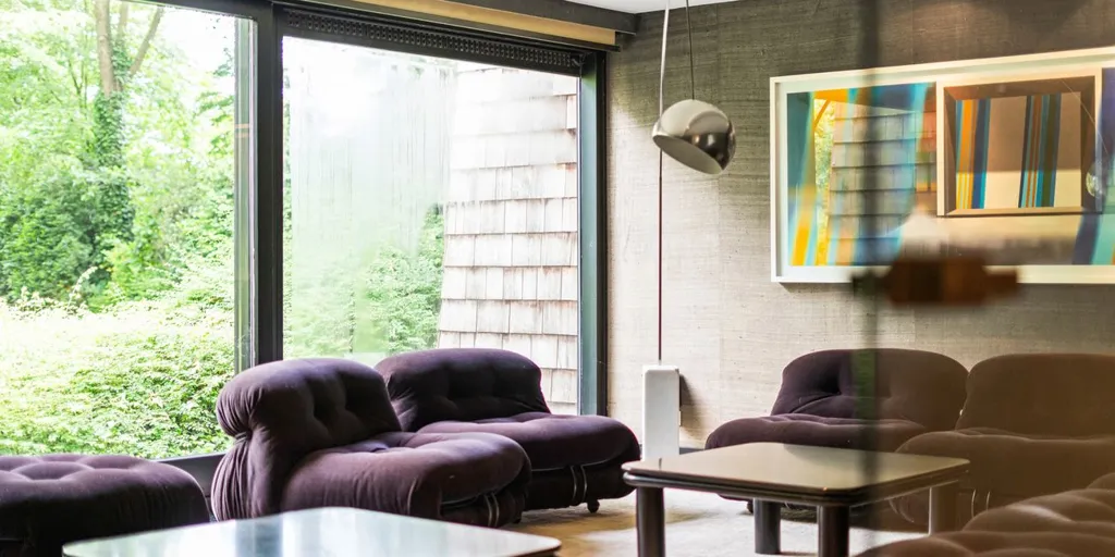 Séjour - Villa Architecturale avec Vue sur le Paysage à Meulebeke