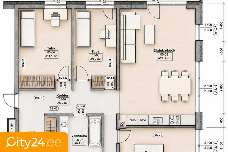 Plan - Modern Flat with Balcony in Tiskre, Harju County
