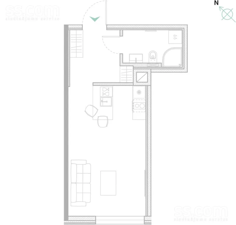 Plaan - Studio Apartment with Elevator in Riga Centre