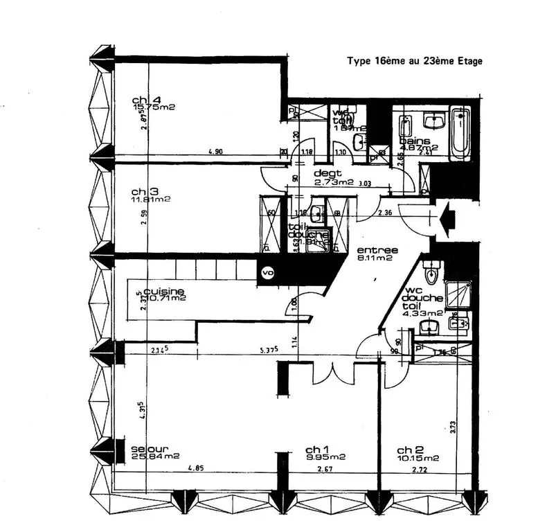 Plan - Appartement d'Angle avec Vue Panoramique sur Seine à Paris
