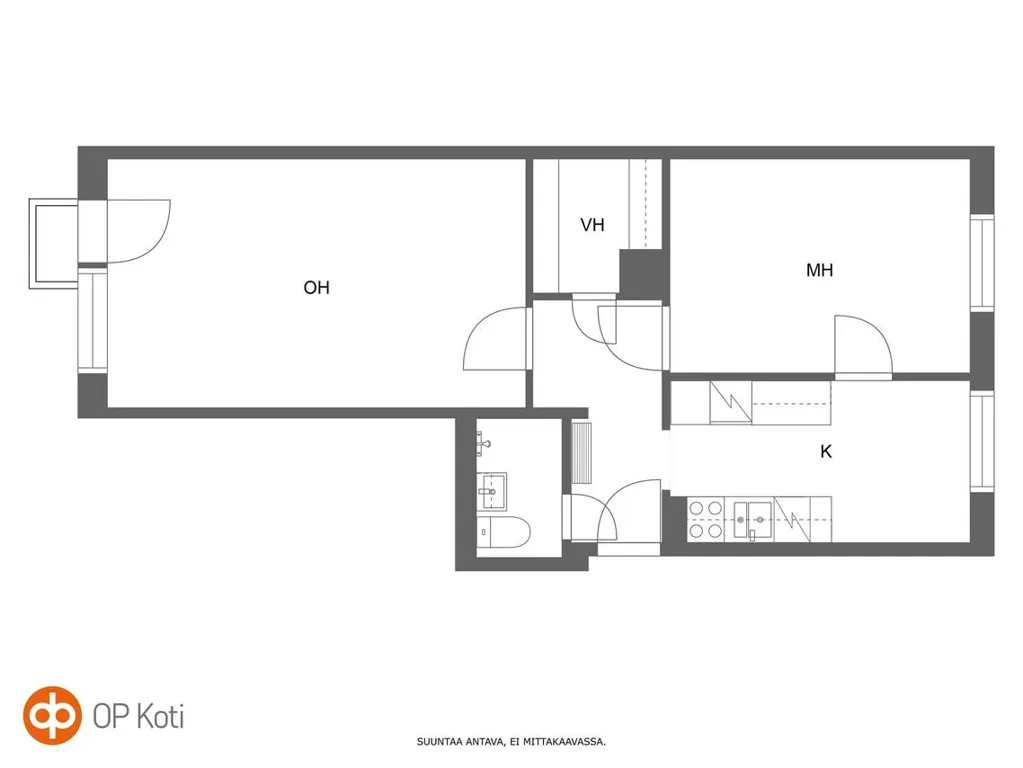 Planimetria - Two-Bedroom Flat with Balcony in Pori Centre