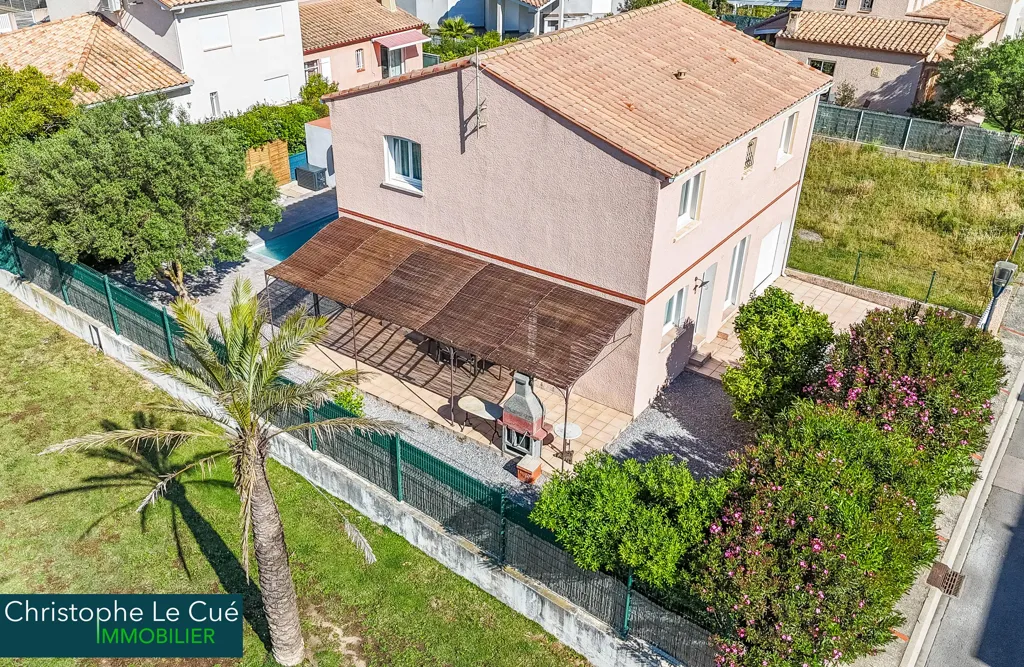 Vue aérienne - Villa 3 Faces avec Piscine à Saint-Cyprien Plage