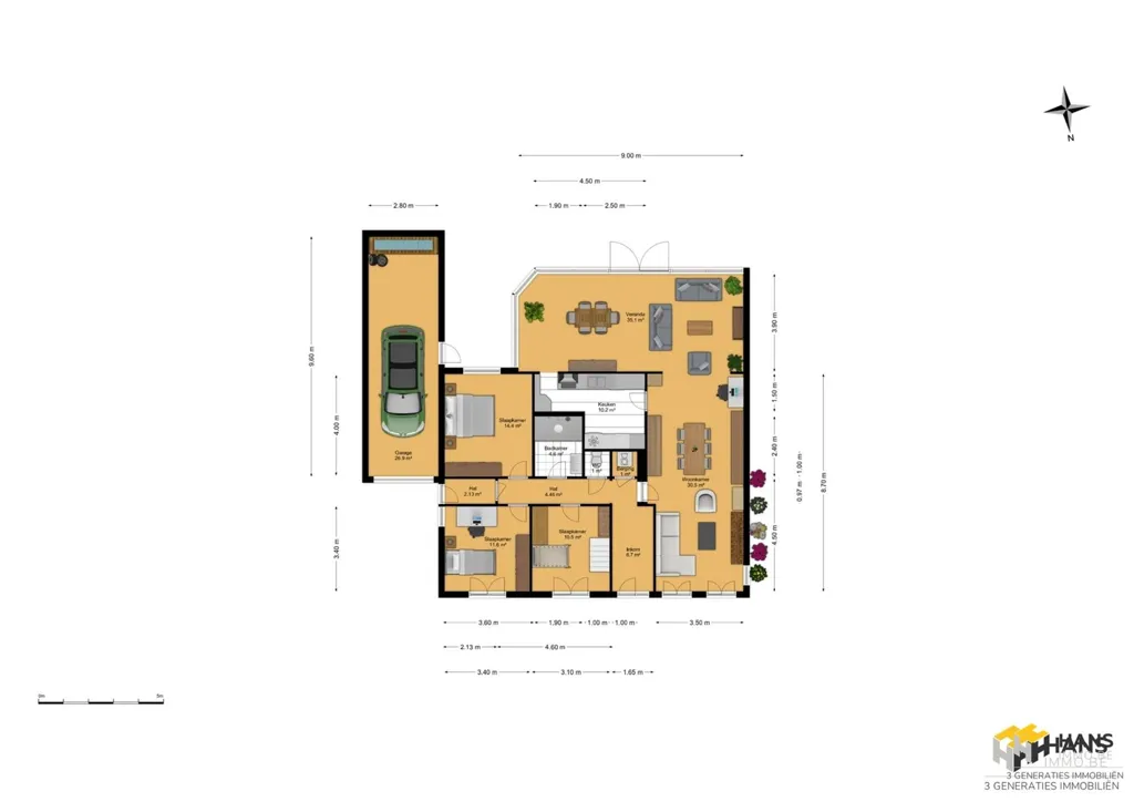 Planimetria - Low-Rise Villa with Garden in Edegem