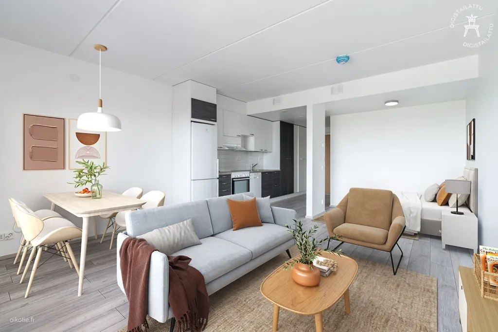 Living Room - Modern Flat with Balcony in Keimola, Vantaa