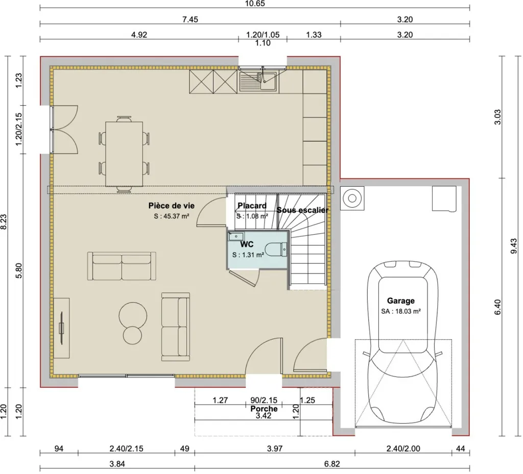 Floor Plan - New 4-Piece House with Garden in Virieu