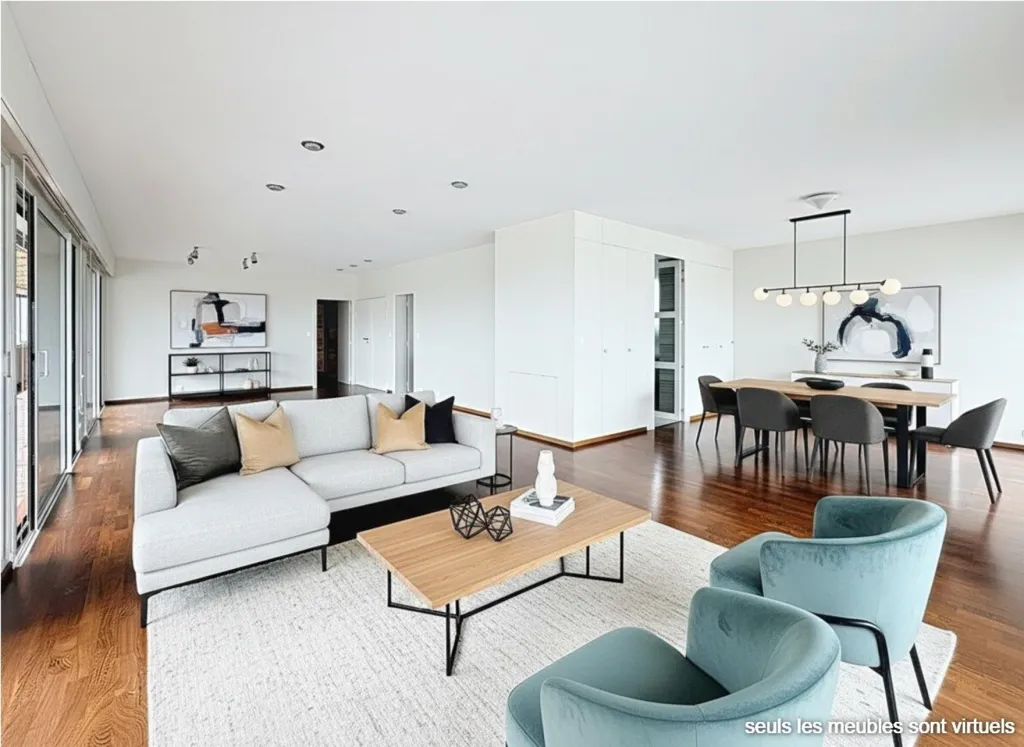 Séjour - Appartement avec Terrasse Panoramique à Rennes