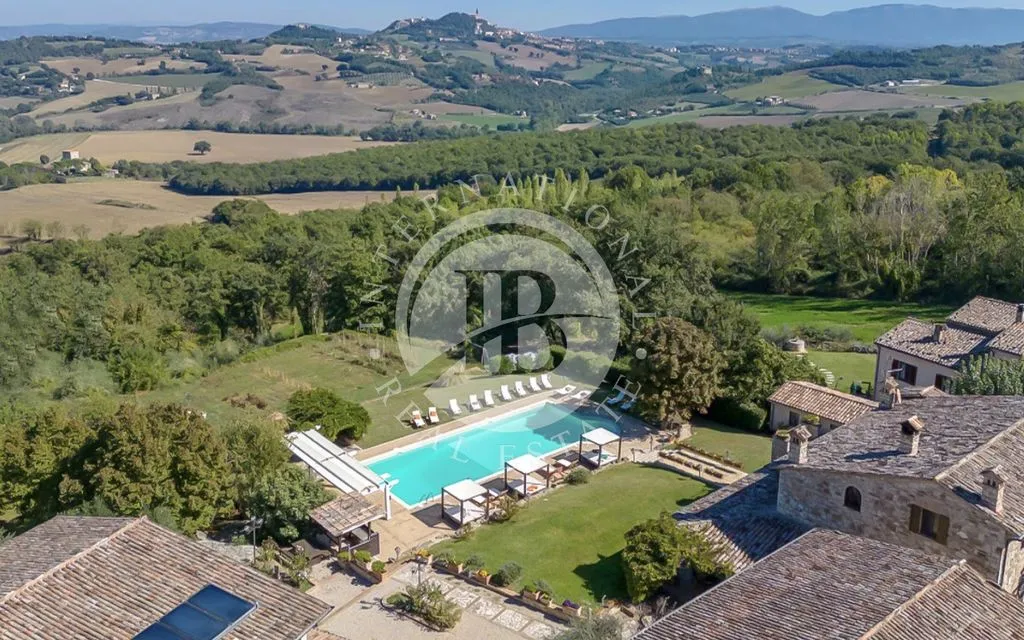 Vue aérienne - 12-Bedroom Villa with Pool in Todi, Italy