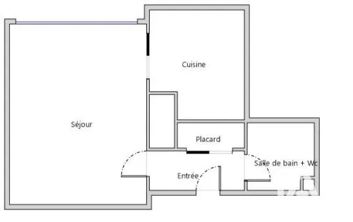 Plano - Renovated Studio with Balcony in Aubervilliers