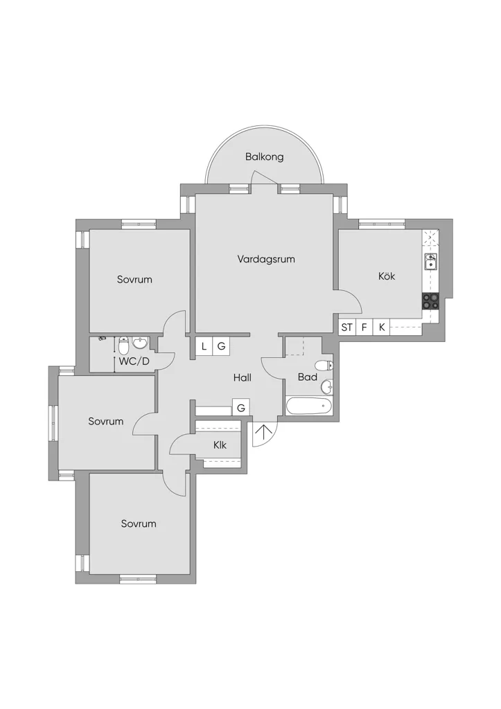 Plaan - Four-Room Apartment with Balcony in Märsta Centre