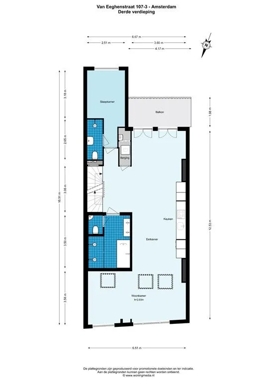 Planimetria - Penthouse with Dachterras in Amsterdam