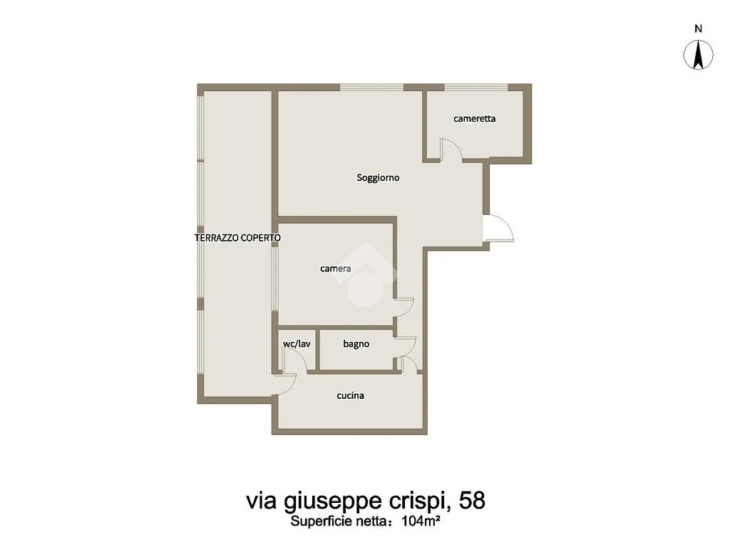 Plaan - Three-Bedroom Flat with Balcony in Palermo