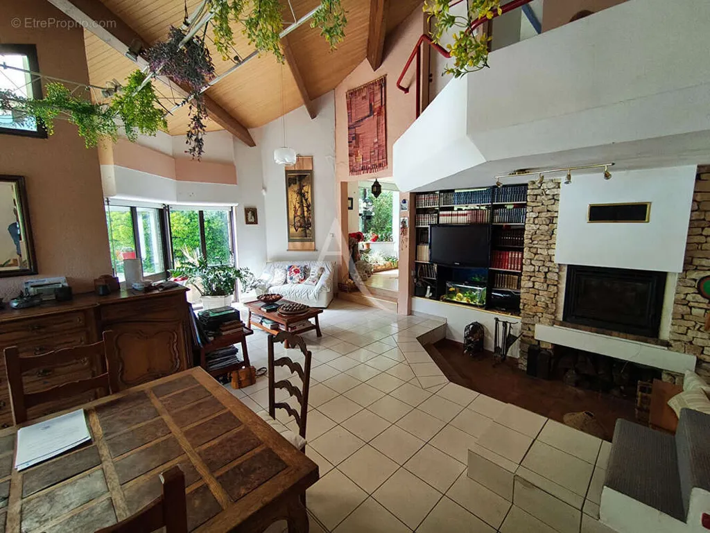 Living Room - Architectural House with Pool in Breuil Magné