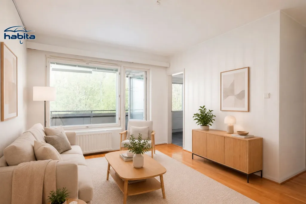 Séjour - Modernised Apartment with Glazed Balcony in Viitaniemi