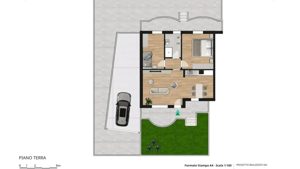 Plaan - Apartment with Private Garden in Cervia